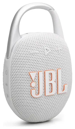 JBL Clip 5 Ultra-Portable Bluetooth Speaker, IP67 Waterproof and Dustproof, Up To 12 Hours Of Playtime, White