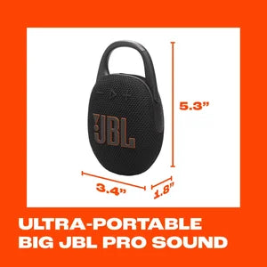 JBL Clip 5 Ultra-Portable Bluetooth Speaker, IP67 Waterproof and Dustproof, Up To 15 Hours Playtime, Black