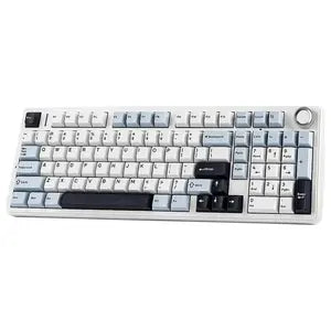 Aula F99 Pro Tri-Mode 96% 100-Key Gasket-Mounted Mechanical Keyboard with Knob, Bluetooth 5.0 and 2.4GHz Wireless and USB Type-C Wired, 8000mAh Battery, South-Facing RGB Backlight, Star Vector Switch, Blue/White/Black