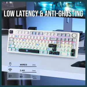 Aula F99 Pro Tri-Mode 96% 100-Key Gasket-Mounted Mechanical Keyboard with Knob, Bluetooth 5.0 and 2.4GHz Wireless and USB Type-C Wired, 8000mAh Battery, South-Facing RGB Backlight, Star Vector Switch, Blue/White/Black