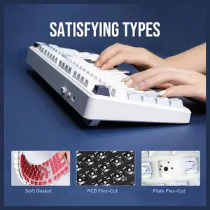 Aula F99 Pro Tri-Mode 96% 100-Key Gasket-Mounted Mechanical Keyboard with Knob, Bluetooth 5.0 and 2.4GHz Wireless and USB Type-C Wired, 8000mAh Battery, South-Facing RGB Backlight, Star Vector Switch, Blue/White/Black