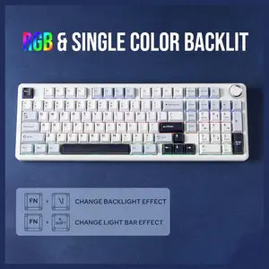 Aula F99 Pro Tri-Mode 96% 100-Key Gasket-Mounted Mechanical Keyboard with Knob, Bluetooth 5.0 and 2.4GHz Wireless and USB Type-C Wired, 8000mAh Battery, South-Facing RGB Backlight, Star Vector Switch, Blue/White/Black