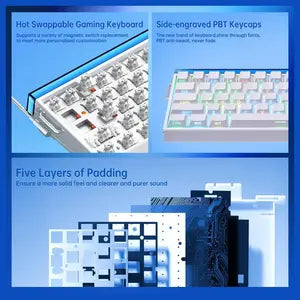 AULA HERO68 HE 60-Key Wired Hall Effect Gaming Keyboard, RGB Backlighting, 8K Polling Rate and 0.125ms Latency, Rapid Trigger and Adjustable Actuation, USB-C, White Pluto