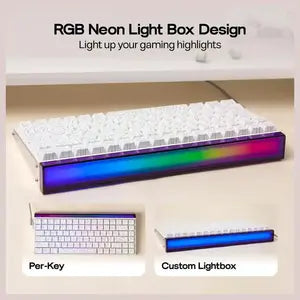 AULA HERO84 HE 84-Key Wired Hall Effect Magnetic Gaming Keyboard, 8K Polling Rate, 0.125ms Ultra-Low Latency, RGB Neon Lightbox, Custom Actuation, Black King Magnetic Switch, White Contour