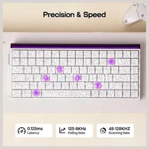 AULA HERO84 HE 84-Key Wired Hall Effect Magnetic Gaming Keyboard, 8K Polling Rate, 0.125ms Ultra-Low Latency, RGB Neon Lightbox, Custom Actuation, Black King Magnetic Switch, White Contour