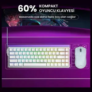 AULA HERO68 HE 60-Key Wired Hall Effect Gaming Keyboard, 16.8M RGB Backlighting, 8000Hz Polling Rate and 0.125ms Latency, Rapid Trigger and Adjustable Actuation, USB Type-C, White