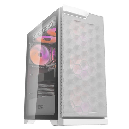 Darkflash DK361 Hexagon Mesh ATX PC Case – White
