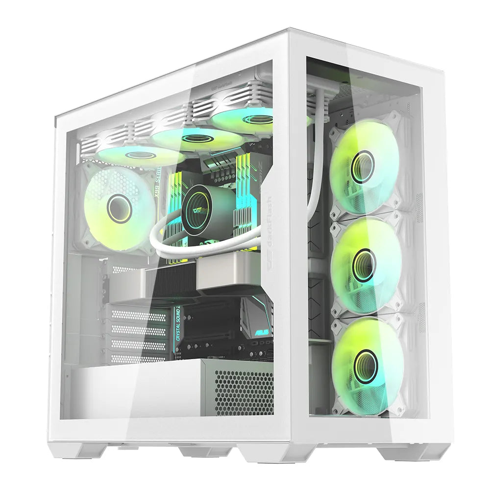 DarkFlash DLX4000 Mesh Selection E-ATX Tempered Glass PC Case - White
