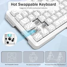 E-Yooso Z-82 Tri-Mode Mechanical Keyboard - White Gray Black