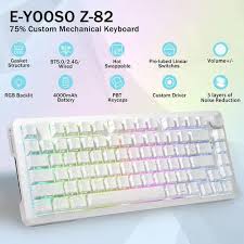 E-Yooso Z-82 Tri-Mode Mechanical Keyboard - White Gray Black