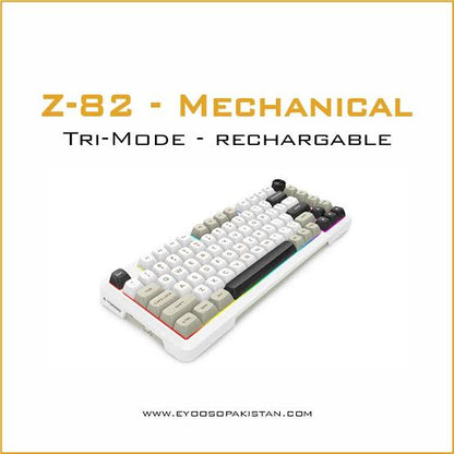 E-Yooso Z-82 Tri-Mode Mechanical Keyboard - White Gray Black