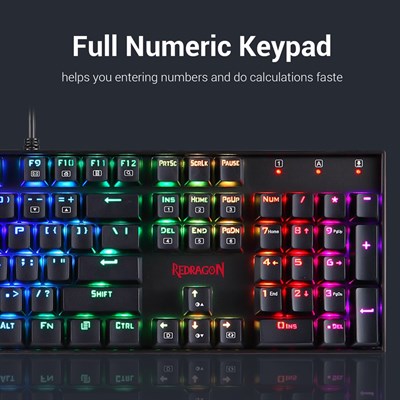 Redragon K551 RGB-1 MITRA Wired Mechanical Keyboard with Blue Switches (Black)