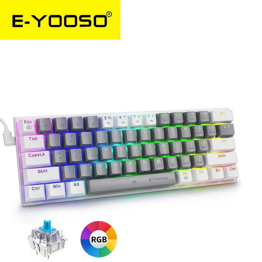 E-YOOSO Z-11 Gray White Mechanical Keyboard with Blue Switches