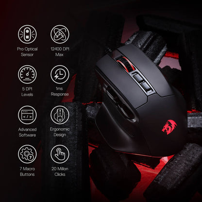 Redragon M806 BULLSEYE Wired RGB Gaming Mouse (Black)