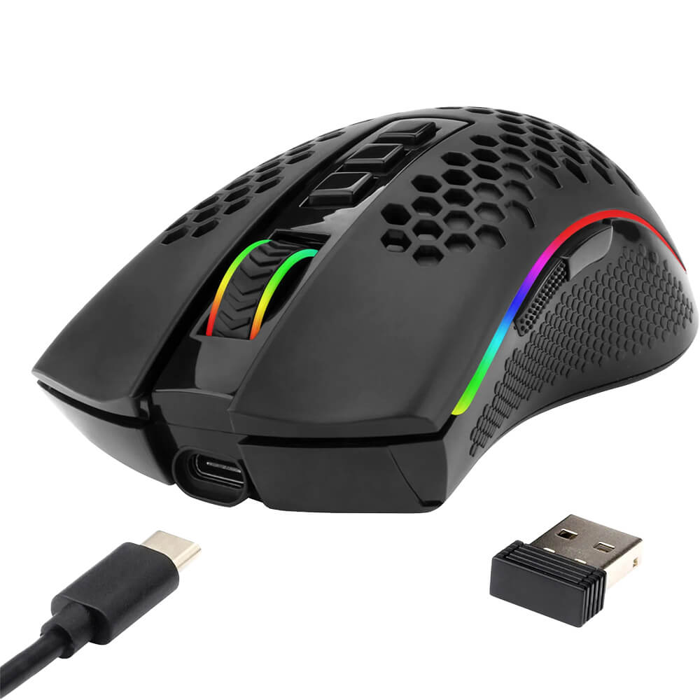 Redragon M808-KS STORM PRO RGB Wireless Gaming Mouse, 16000 DPI (Black)