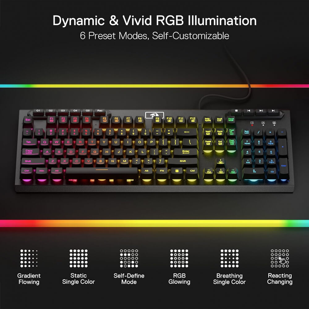 Redragon K513 ADITYA RGB Membrane Gaming Keyboard (Black)