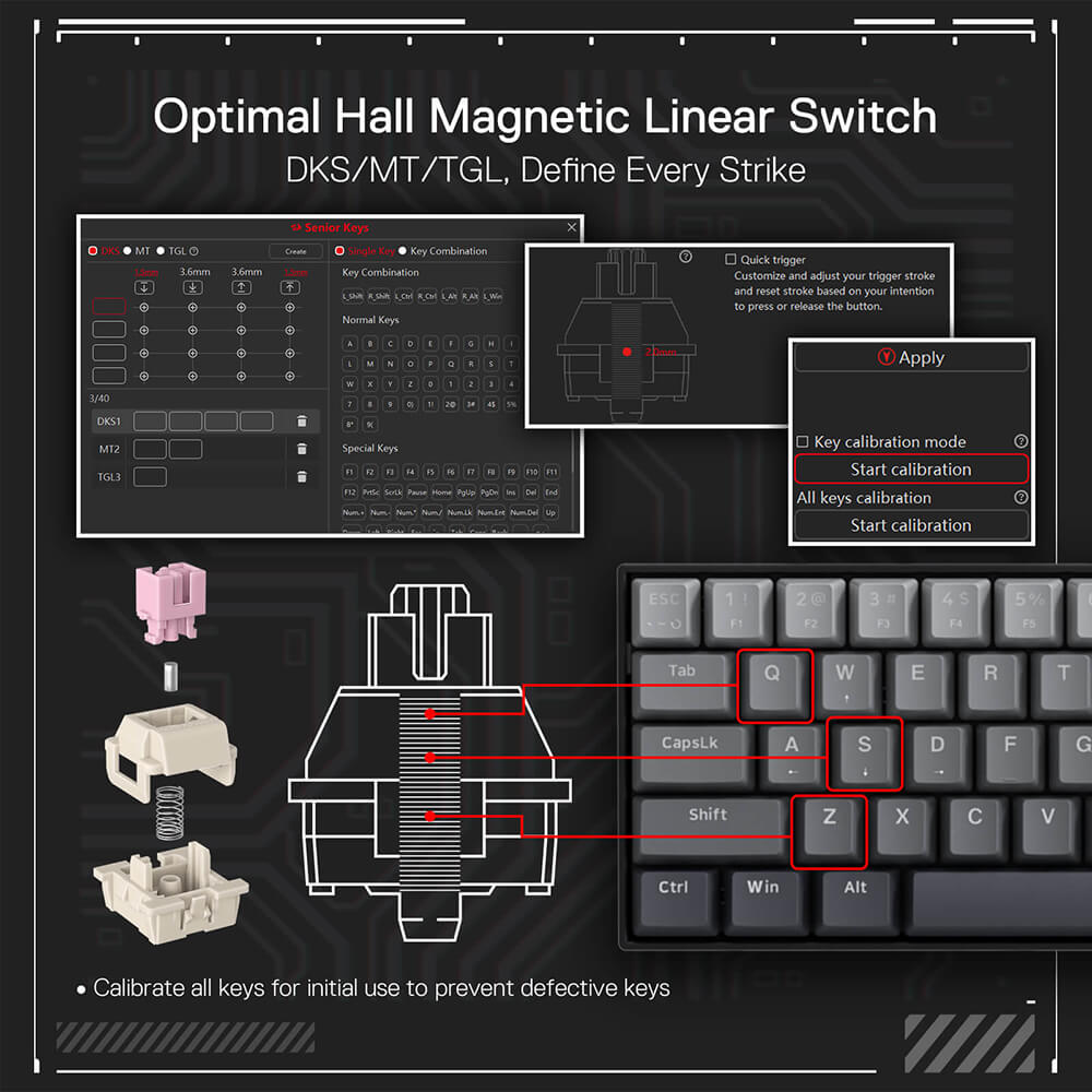 Redragon K617 FIZZ 60% Rapid Trigger Wired Magnetic Switch Gaming Keyboard