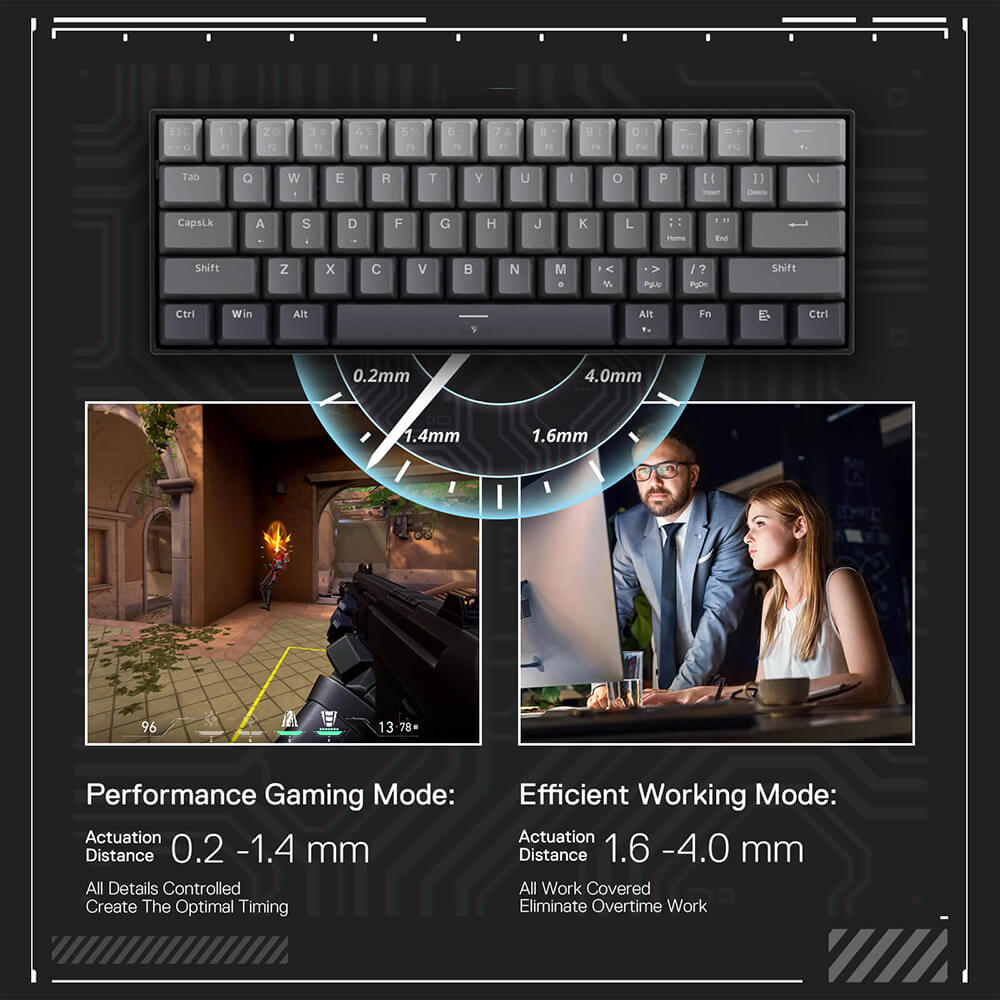 Redragon K617 FIZZ 60% Rapid Trigger Wired Magnetic Switch Gaming Keyboard