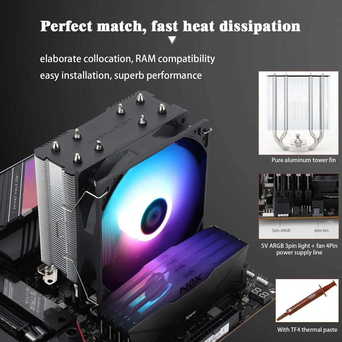 Thermalright Assassin X 120 Refined SE ARGB CPU Air Cooler - Black