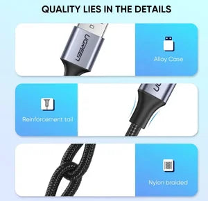 UGREEN USB-A TO USB-C Aluminum Braid Charging Cable , 1 Meter, 60126